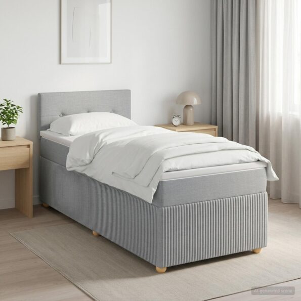 vidaXL Posteľ boxspring s matracom Svetlosivá 80 x 200 cm Látka – Obrázok 4