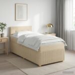 vidaXL Posteľ boxspring s matracom Krémová 80 x 200 cm Látka