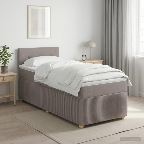vidaXL Posteľ boxspring s matracom Sivohnedá 90 x 190 cm Látka – Obrázok 4