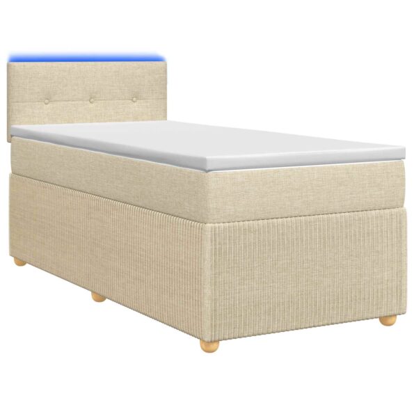 vidaXL Posteľ boxspring s matracom Krémová 90 x 200 cm Látka – Obrázok 2