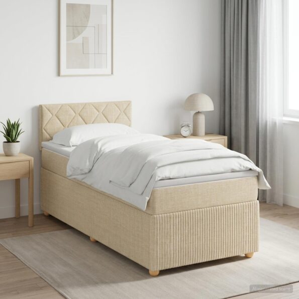 vidaXL Posteľ boxspring s matracom Krémová 90 x 200 cm Látka – Obrázok 12