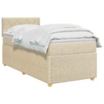 vidaXL Posteľ boxspring s matracom Krémová 90 x 200 cm Látka – Obrázok 2
