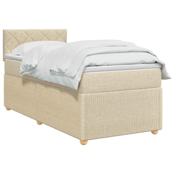vidaXL Posteľ boxspring s matracom Krémová 90 x 200 cm Látka – Obrázok 2