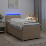 vidaXL Posteľ boxspring s matracom Krémová 90 x 200 cm Látka – Obrázok 13