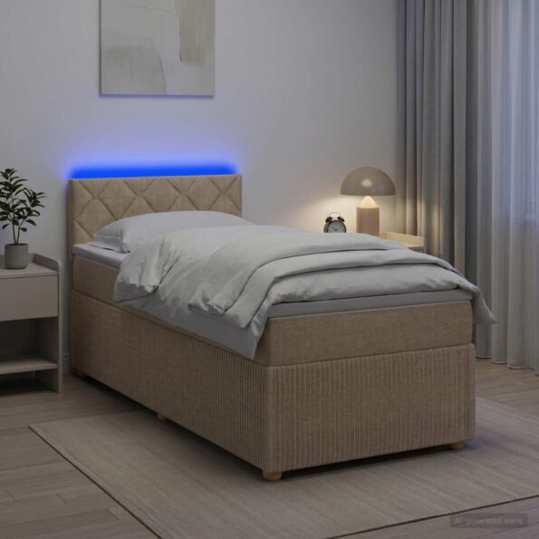 vidaXL Posteľ boxspring s matracom Krémová 90 x 200 cm Látka – Obrázok 4