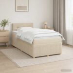 vidaXL Posteľ boxspring s matracom Krémová 120 x 190 cm Látka – Obrázok 4