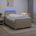 vidaXL Posteľ boxspring s matracom Krémová 120 x 190 cm Látka