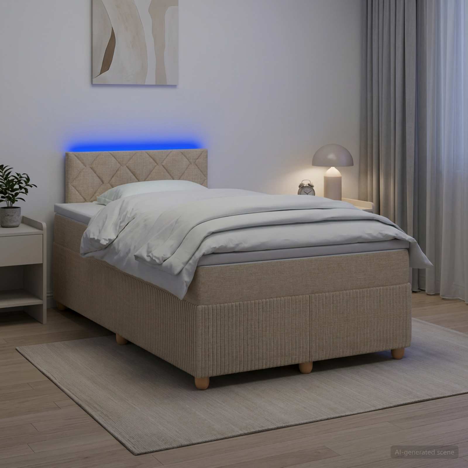 3452895_1.jpg vidaXL Posteľ boxspring s matracom Krémová 120 x 190 cm Látka – Obrázok 1