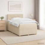 vidaXL Posteľ boxspring s matracom Krémová 120 x 190 cm Látka – Obrázok 4