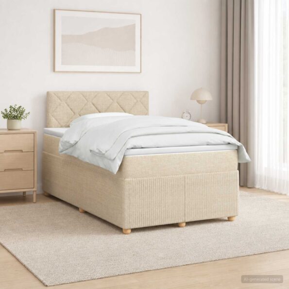 vidaXL Posteľ boxspring s matracom Krémová 120 x 190 cm Látka – Obrázok 4