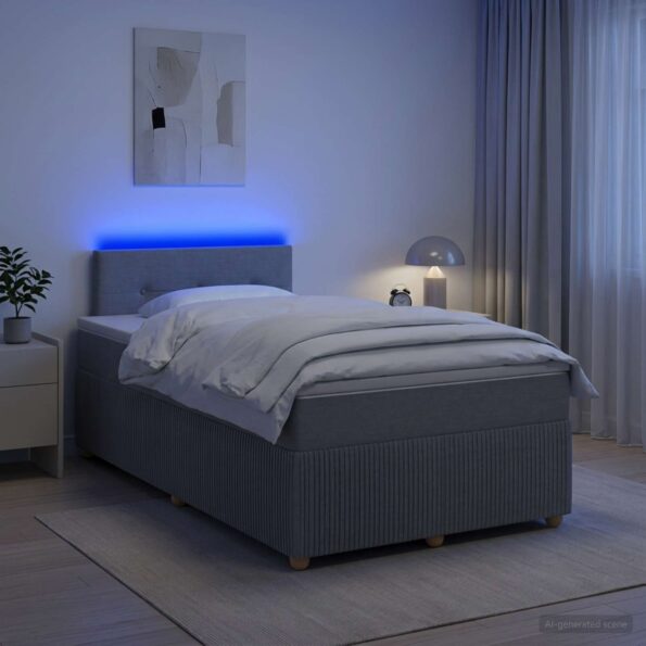 vidaXL Posteľ boxspring s matracom Svetlosivá 120 x 200 cm Látka – Obrázok 4