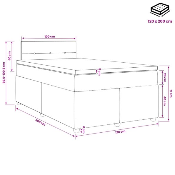 vidaXL Posteľ boxspring s matracom Sivohnedá 120 x 200 cm Látka – Obrázok 13