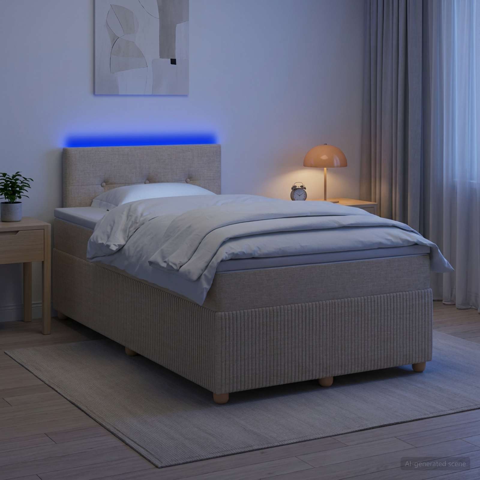 3452909_1.jpg vidaXL Posteľ boxspring s matracom Krémová 120 x 200 cm Látka – Obrázok 1