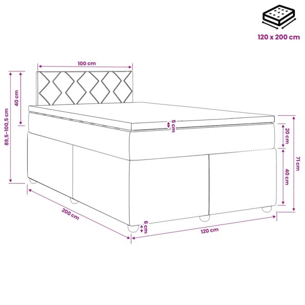 vidaXL Posteľ boxspring s matracom Krémová 120 x 200 cm Látka – Obrázok 12