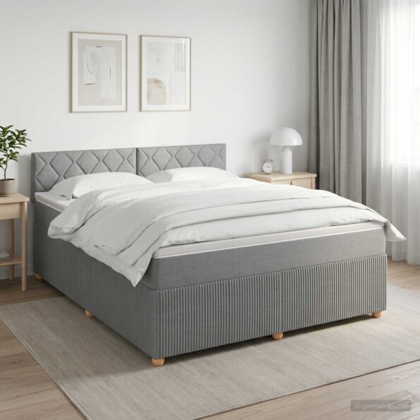 vidaXL Posteľ boxspring s matracom Svetlosivá 140 x 190 cm Látka – Obrázok 4