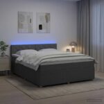 vidaXL Posteľ boxspring s matracom Tmavosivá 140 x 190 cm Látka – Obrázok 4