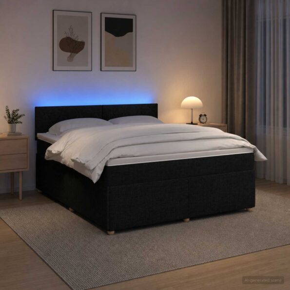 vidaXL Posteľ boxspring s matracom Čierna 140 x 190 cm Látka – Obrázok 4
