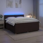 vidaXL Posteľ boxspring s matracom Tmavohnedá 140 x 190 cm Látka – Obrázok 4