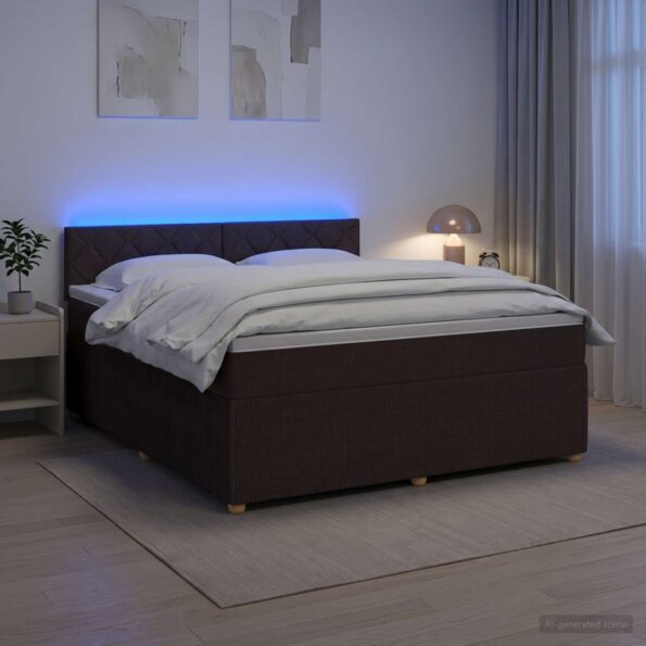 vidaXL Posteľ boxspring s matracom Tmavohnedá 140 x 190 cm Látka – Obrázok 4
