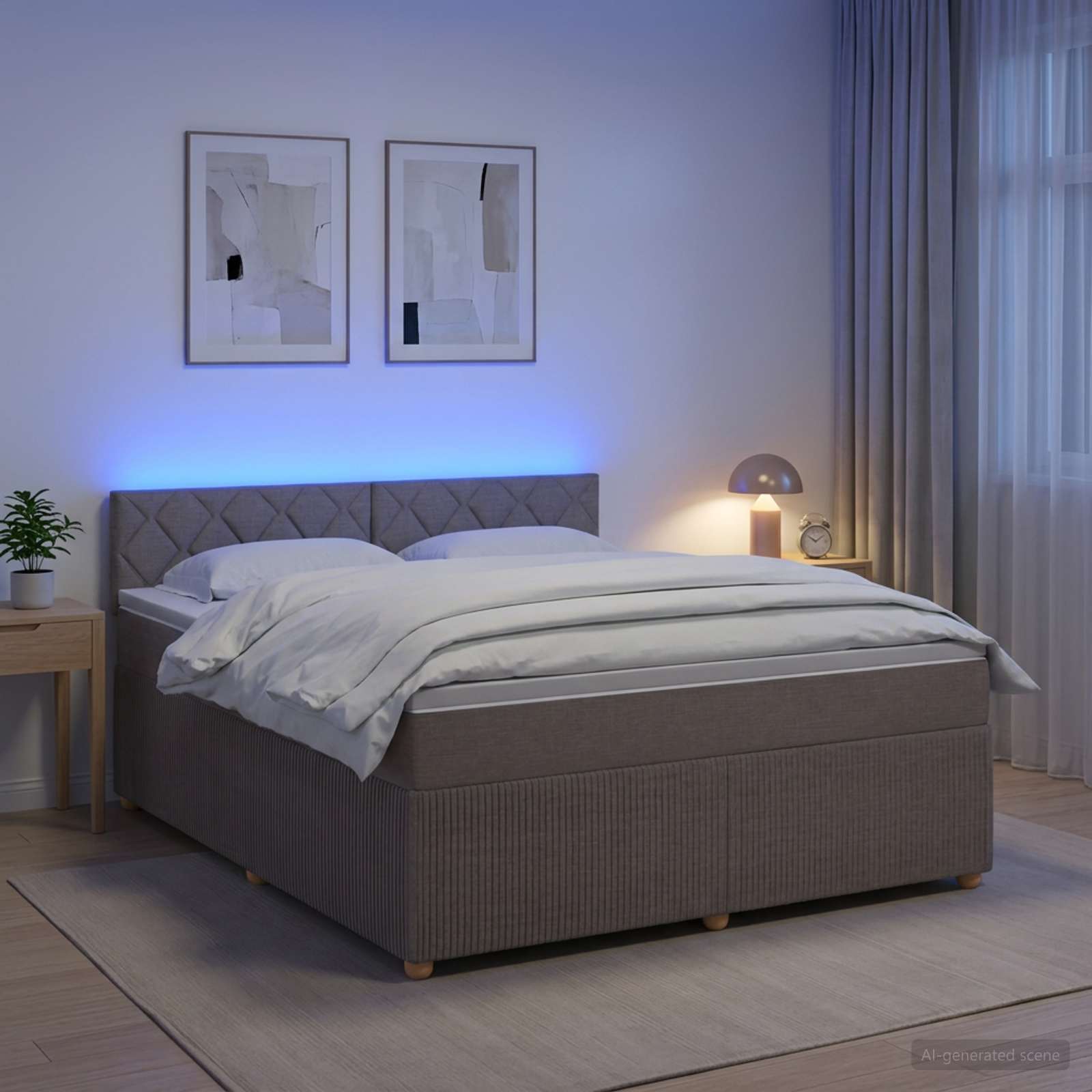 3452957_1.jpg vidaXL Posteľ boxspring s matracom Sivohnedá 140 x 200 cm Látka – Obrázok 1