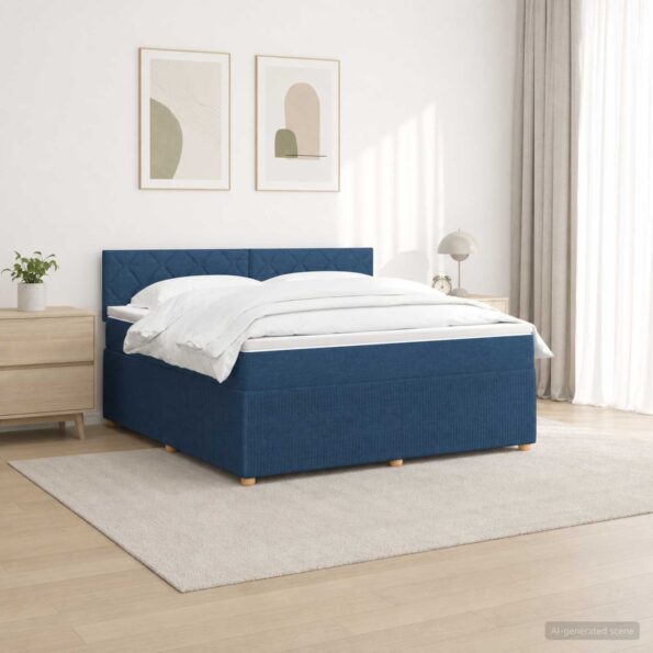 vidaXL Posteľ boxspring s matracom Modrá 160 x 200 cm Látka – Obrázok 4