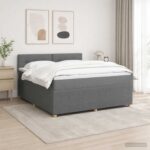 vidaXL Posteľ boxspring s matracom Tmavosivá 180 x 200 cm Látka – Obrázok 4