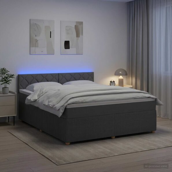 vidaXL Posteľ boxspring s matracom Tmavosivá 180 x 200 cm Látka – Obrázok 4