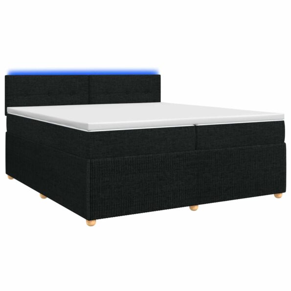 vidaXL Posteľ boxspring s matracom Čierna 200 x 200 cm Látka – Obrázok 2