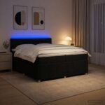 vidaXL Posteľ boxspring s matracom Čierna 200 x 200 cm Látka – Obrázok 4