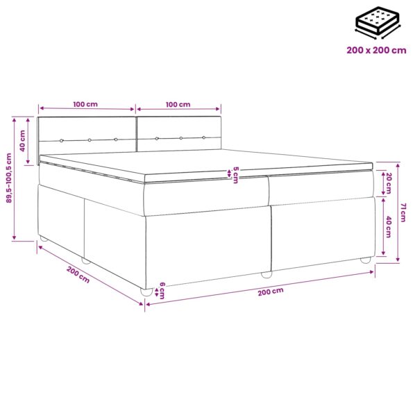 vidaXL Posteľ boxspring s matracom Tmavohnedá 200 x 200 cm Látka – Obrázok 13
