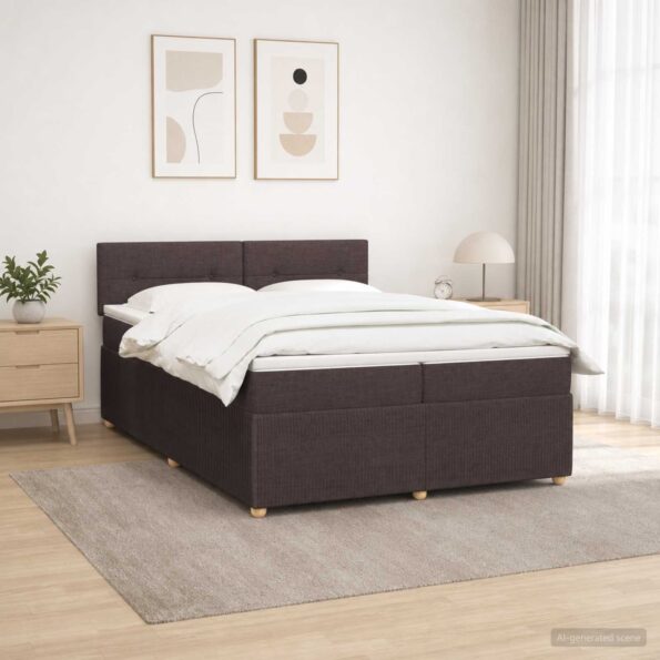 vidaXL Posteľ boxspring s matracom Tmavohnedá 200 x 200 cm Látka – Obrázok 4