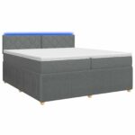 vidaXL Posteľ boxspring s matracom Tmavosivá 200 x 200 cm Látka – Obrázok 2