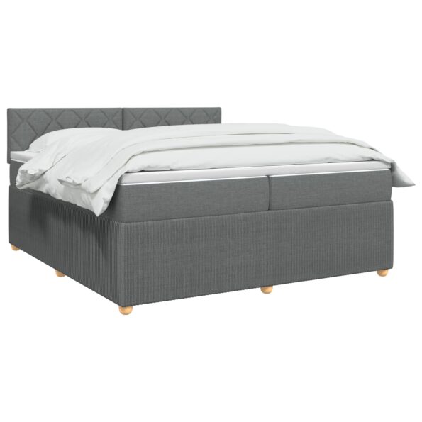 vidaXL Posteľ boxspring s matracom Tmavosivá 200 x 200 cm Látka – Obrázok 3