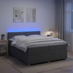 vidaXL Posteľ boxspring s matracom Tmavosivá 200 x 200 cm Látka – Obrázok 4