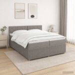 vidaXL Posteľ boxspring s matracom Sivohnedá 200 x 200 cm Látka – Obrázok 4
