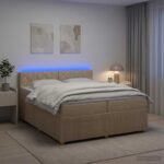 vidaXL Posteľ boxspring s matracom Krémová 200 x 200 cm Látka