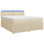 vidaXL Posteľ boxspring s matracom Krémová 200 x 200 cm Látka – Obrázok 2