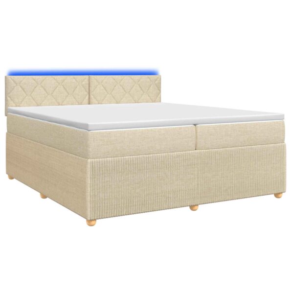 vidaXL Posteľ boxspring s matracom Krémová 200 x 200 cm Látka – Obrázok 2