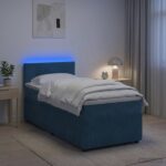 vidaXL Posteľ boxspring s matracom Modrá 80 x 200 cm Zamat – Obrázok 4