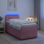 vidaXL Posteľ boxspring s matracom Ružová 80 x 200 cm Zamat