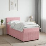 vidaXL Posteľ boxspring s matracom Ružová 90 x 190 cm Zamat – Obrázok 4