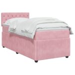 vidaXL Posteľ boxspring s matracom Ružová 90 x 200 cm Zamat – Obrázok 2