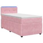 vidaXL Posteľ boxspring s matracom Ružová 90 x 200 cm Zamat – Obrázok 2