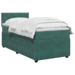 vidaXL Posteľ boxspring s matracom Tmavozelená 90 x 200 cm Zamat – Obrázok 2