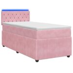 vidaXL Posteľ boxspring s matracom Ružová 100 x 200 cm Zamat – Obrázok 2