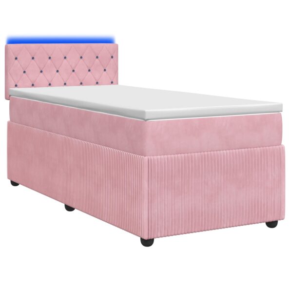 vidaXL Posteľ boxspring s matracom Ružová 100 x 200 cm Zamat – Obrázok 2
