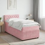 vidaXL Posteľ boxspring s matracom Ružová 100 x 200 cm Zamat – Obrázok 4