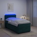 vidaXL Posteľ boxspring s matracom Tmavozelená 100 x 200 cm Zamat
