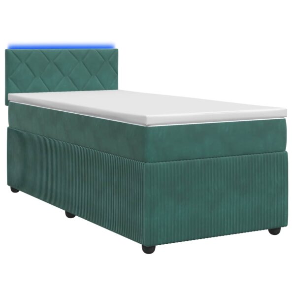 vidaXL Posteľ boxspring s matracom Tmavozelená 100 x 200 cm Zamat – Obrázok 2