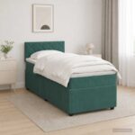 vidaXL Posteľ boxspring s matracom Tmavozelená 100 x 200 cm Zamat – Obrázok 4